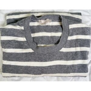 Gap Womens Size M Grey White Striped 100% Cotton Knit Sweater - see measurements